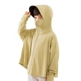 thumbnail image 2 of ZHOGXU Kids Girls Boys Summer Hooded Coat Long Sleeve Solid Color Zip Up Sun Protection Lightweight Breathable Loose Fit Jacket Top For Outdoor Activities,Yellow,11-13 Years, 2 of 3