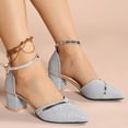 thumbnail image 5 of AZZAKVG Womens Low Mid Square Heel Ankle Strap Sandal Office Ladies Pointed Toe Shoes Chunky Heels, 5 of 7