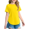 thumbnail image 2 of EnJoCho Girls Short Sleeve T Shirts Summer Loose Fit Curve He𝗆 Side Slit Crewneck Tunic Tops 5-14 Years Trendy Oversized Teen Girl Tee Back-To-School Girls Short Sleeve T-Shirt, 2 of 9