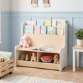 thumbnail image 4 of Gymax Kids Reading Nook w/Bench Bookshelf & 2 Cubbies Removable Padded Seat Cushion, 4 of 10