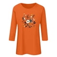 thumbnail image 6 of Charella Women's Floral Printed Tops Flower Graphic Tee Casual Crew Neck 3/4 Sleeve Shirts Loose Fit Clothes (S, Orange 1), 6 of 6