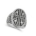 thumbnail image 4 of Black CZ Tribal Cross Halo Wide Large Ring .925 Sterling Silver Band Jewelry Female Size 8, 4 of 4