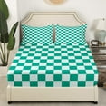 thumbnail image 3 of Erosebridal Buffalo Square Bed Sheets Set Queen Size,Green Teal Bedding Queen Size,Geometric Decoration,Ultra Soft,4 Pieces, 3 of 7