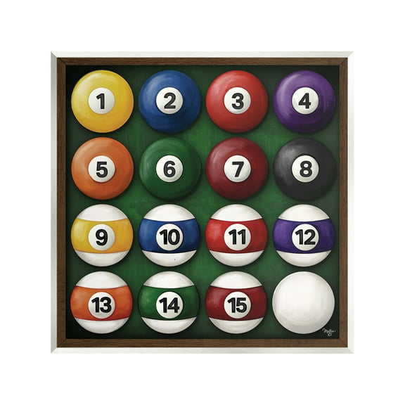 Stupell Industries Traditional Billiards Balls Sports Painting Unframed Art Print Wall Art, 12 x 12