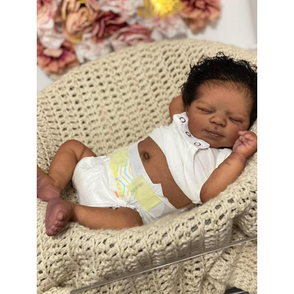 iCradle Sleeping Lifelike Reborn Baby Dolls Girl Soft Full Body Vinyl Rooted Hair Realistic Newborn Babies Gift Set for Kids 3 