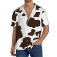 thumbnail image 1 of Balery Brown Cow Camisa Casual de Manga Corta con Botones para Hombre, Texturizada, Estilo Cubano, para Playa, Verano-X-Large, 1 of 5