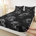 thumbnail image 3 of Manfei Boho Sugar Skull Full Size Sheets, Vintage Retro Flower Bed Sheets, Halloween Sheet Sets, Lightweight Room Decor 4-Piece, 3 of 7