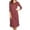 Medium Polka Burgundy, variant on Women's Loose Fit Scoop Neck 3/4 Sleeve Polka Dot Patterned A-Line Midi Dress