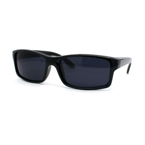 All Black Timeless Classic Narrow Rectangle Dad Shade Sunglasses Gloss