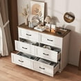 thumbnail image 1 of VEANERWOOD Commode à 6 Tiroirs avec Station de Recharge pour Chambre, Commode en Bois, Style Ferme, 1 of 7