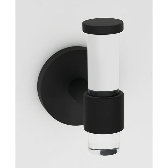 Alno A7281 Contemporary Acrylic 2"W Single Bathroom Robe / Towel Wall Hook - Black