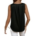 thumbnail image 3 of Casual Plain Top Keyhole Neckline Black Sleeveless Women's Blouses M (6), 3 of 6