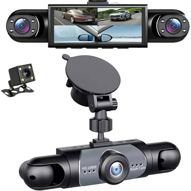 Full View Car Dashcam System, 4 Channel 1080P Dash Camera with Front Rear Left Right Coverage, Wireless WiFi App Control, Night Vision, Parking Mode, Loop Recording