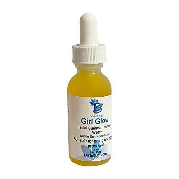 Girl Glow Facial Sunless Tanning Water With Hyaluronic Acid, Vitamin C and Lavender, Safe For All Skin Types, By Diva Stuff