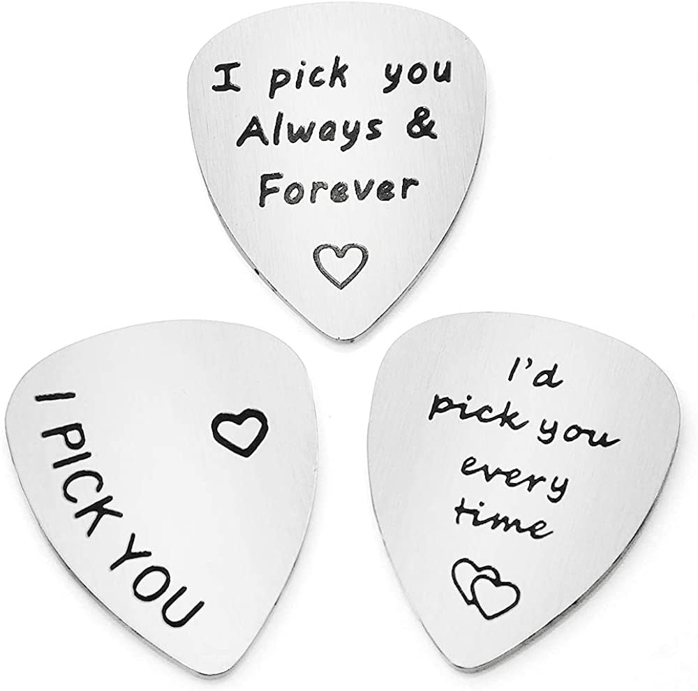 With Engraved Quote For Loved One Set Of 2 Great Gift For Musician BF/GF/Husband/Wife/Father/Brother Make Loved One Feel Special On Heart’s Day Valentine’s Day Guitar Picks With Gift Box 