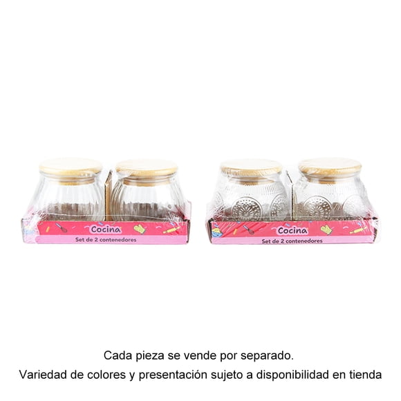 Mini Contenedores Prichos De Vidrio con Tapa 85 ML 2 Piezas