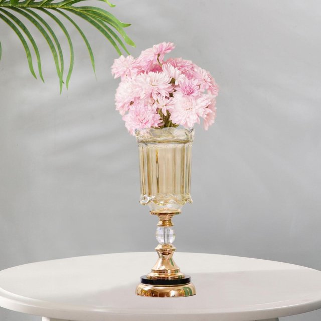 Jarrón de cristal para flores, elegante soporte para flores de mesa, arreglo floral para estantería, sala de estar, dormitorio, decoración del hogar Alto