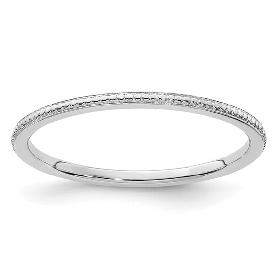 Diamond2Deal 14K White Gold 1.2mm Beaded Stackable Band Ring for Women Size 6.5