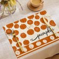 thumbnail image 2 of 2 Pcs Fall Harvest Linen Placemats, Cute Maple Leaf Pumpkin Print Insulated Table Mats for Thanksgiving Party Catering Decorations, 2 of 6