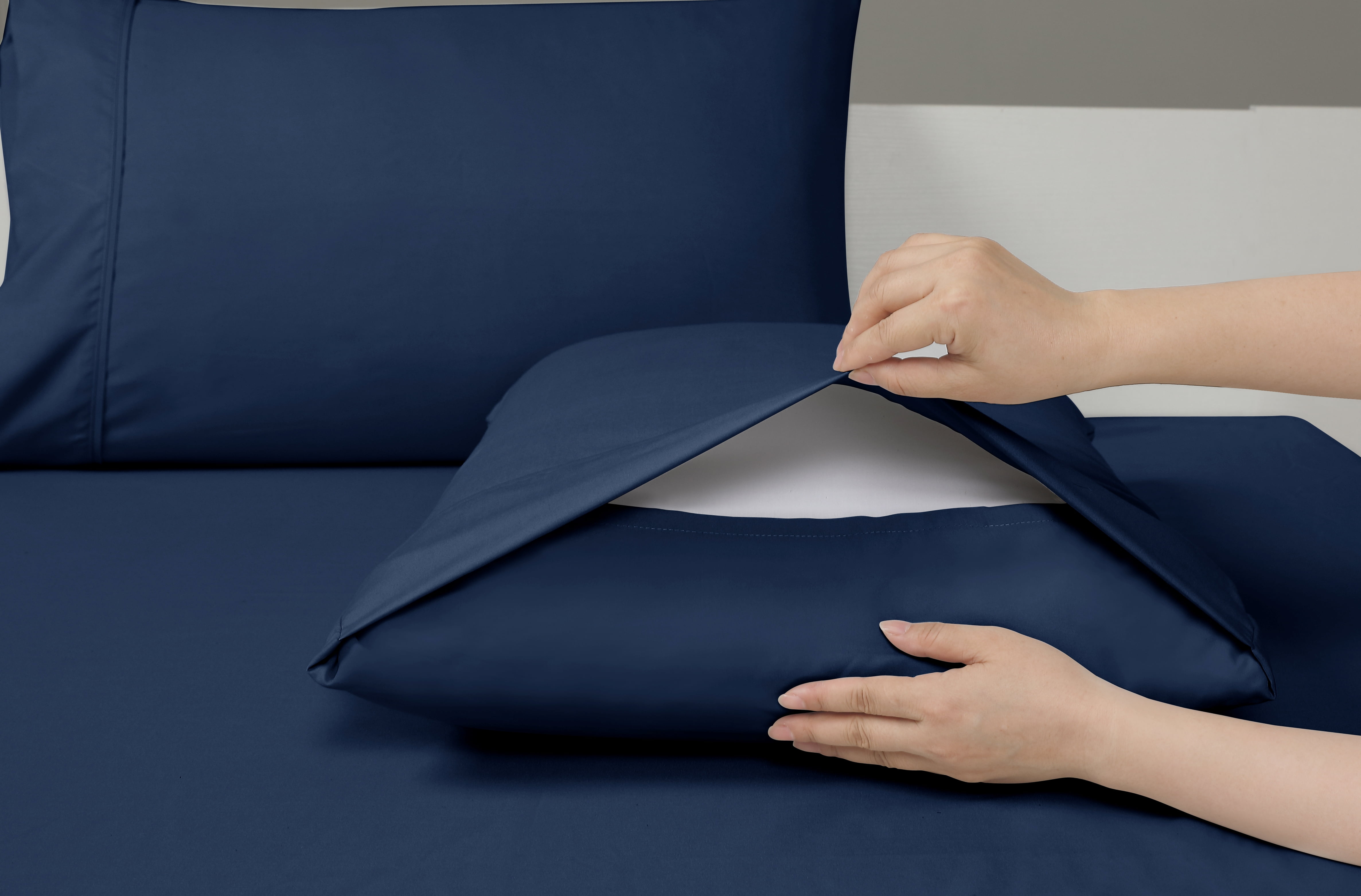 Swift Home Basic 4-Piece Double Size Sheet Set, Ultra Soft, Deep Pocket, Easy Care Bedding Set, Navy