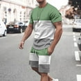 thumbnail image 2 of Camisetas Casuales Cuello Redondo Manga Corta Color Bloqueado Superior, Pantalones Cortos a Juego para Deportes Y Diarios, 2 of 8