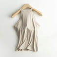 thumbnail image 5 of Built In Bra Tank Tops for Woman's Solid Color With Bra Pads Bra One Vest Camisole Top Tank Tops Beige, 5 of 8
