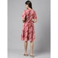thumbnail image 7 of Janasya Women's Pink Moss Diigital Floral Printed Flared Dress, 7 of 7