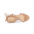 thumbnail image 4 of BLISSFUL STEP Women's Heels Strappy Lace Up Open Toe Kitten Heel Sandals Nude 8, 4 of 7