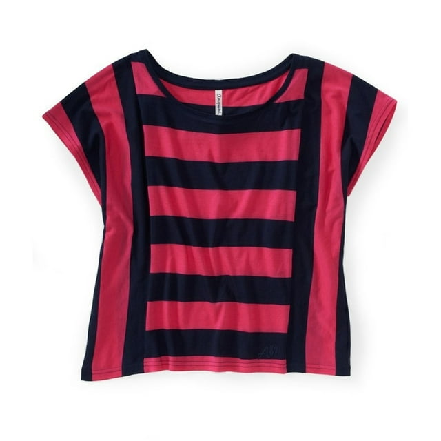 Aeropostale Womens Horizontal Vert Stripe Graphic T-Shirt, Pink, Large