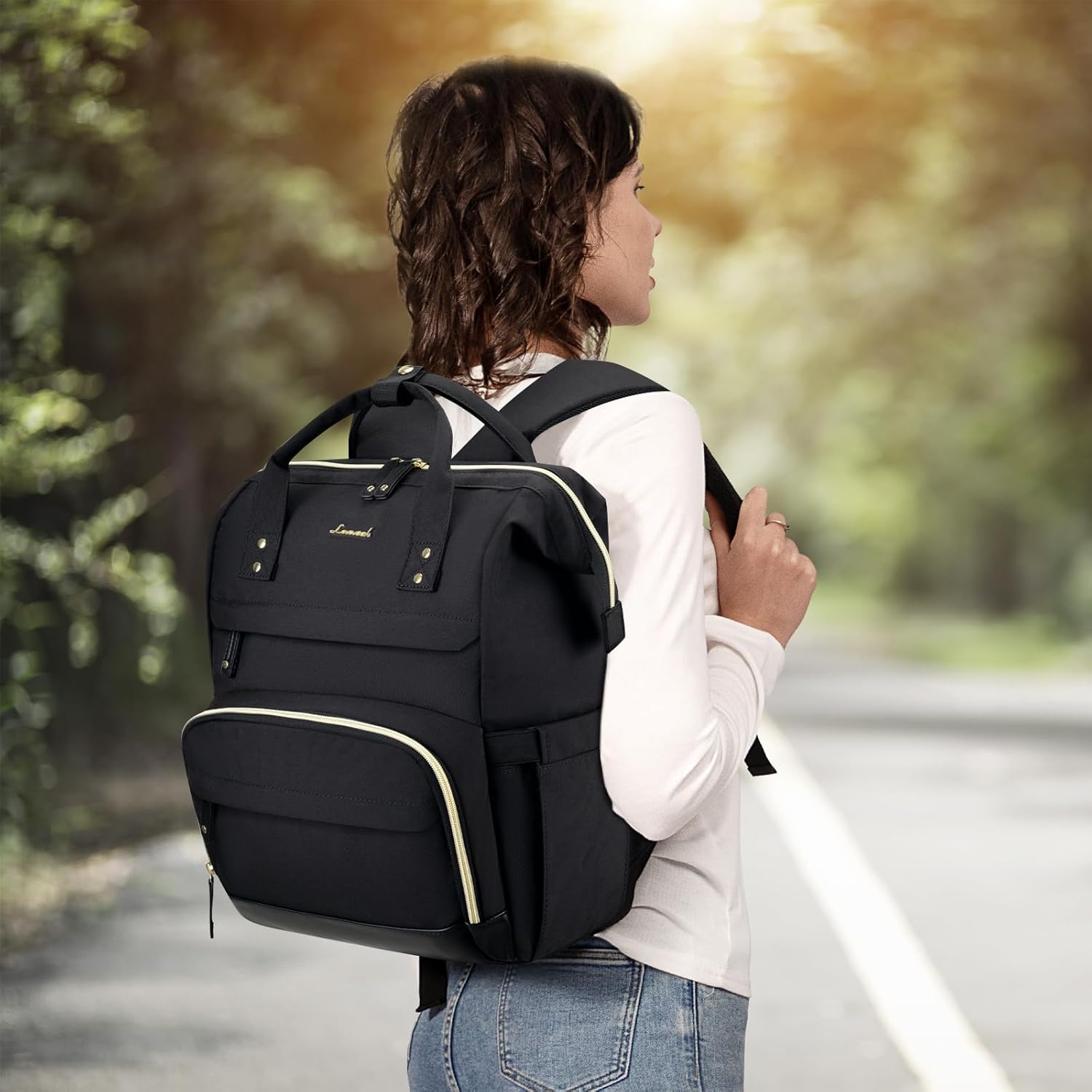 LOVEVOOK Laptop Backpack for Women, 15.6 Inch Work Business Backpacks Purse with USB Port, Large Capacity Nurse Bag College Bookbag for School, Waterproof Casual Daypack for Travel