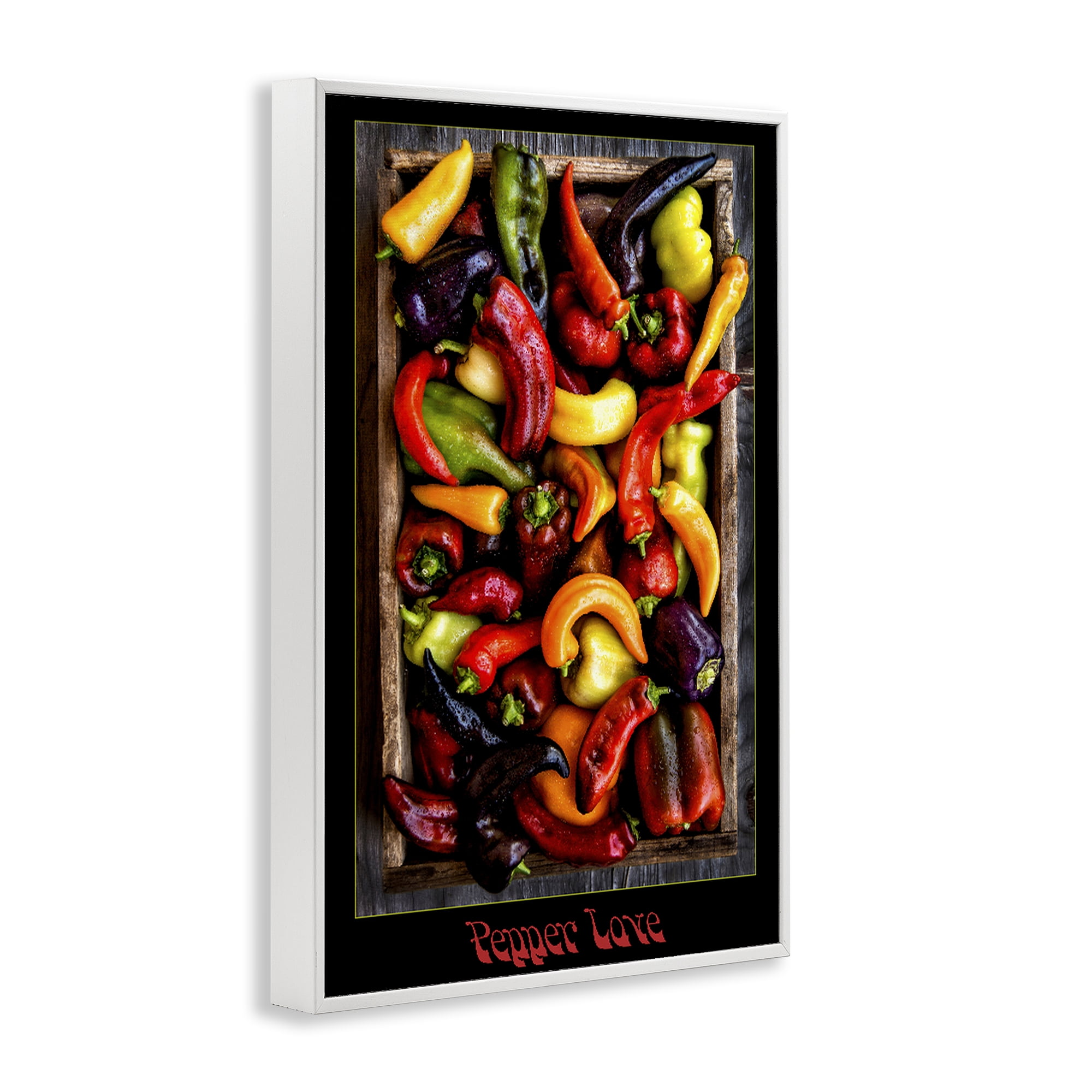 Stupell Industries Pepper Love Vibrant Vegetables White Framed Giclee Art, design by Carl Kravats