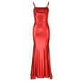 thumbnail image 4 of HKEJIAOI Cadeau de la Saint-Valentin Robe de Bal Mode Femme Été Décontractée Unie Col Carré Camisole Sans Manches Longue Robe Rouge, 4 of 6