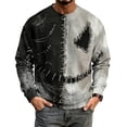 thumbnail image 4 of Fabrcox S-5XL Halloween Mens Shirts Spooky Pumpkin Face Patchwork Mens Crew Necks Sweatshirts Funny Fall Waffle Big and Tall Pullover XXL, 4 of 7