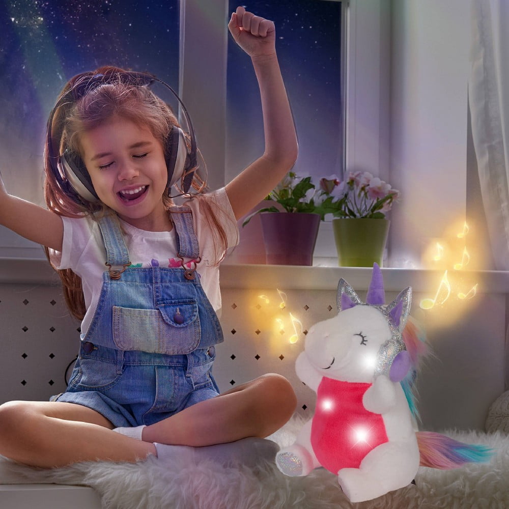 Chaussons Licorne Lumineux En Peluche Pour Filles - Avec Lumières LED Aux Couleurs Changeantes, Taille UK 1-3 / EU 33-36 - 2