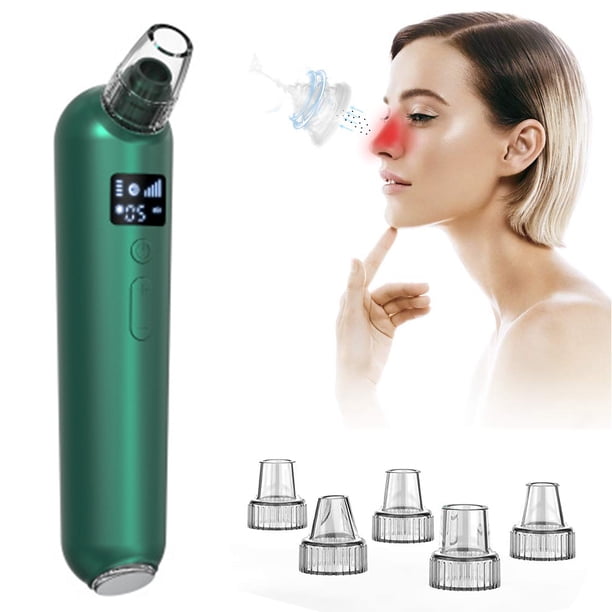 Aspiradora removedora de espinillas - Succionador de 5 poros reemplazables, instrumento de puerto USB, pantalla LED Limpiadores de poros de belleza de succión potentes ajustables Xemadio 2035691-2