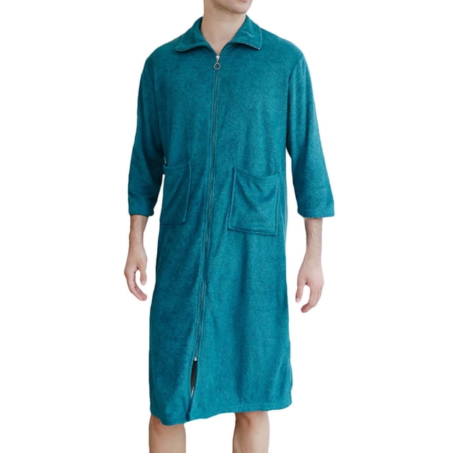 Christmas Clearance! Grrvtrz Mens Zip Up Robe Lightweight Towel Material Robe Absorbent and Quick-drying Shower Robe Big and Tall Bathrobe