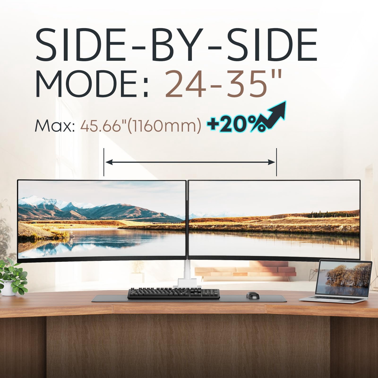 PUTORSEN 24-57 inch Dual Vertical Monitor Mount, Heavy Duty Monitor Arm for 2 Monitors, up to 59.4 lbs, Extra Tall/Wide Adjustable, Premium Aluminum Dual Monitor Desk Mount, VESA 75x75-200x200 mm