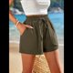 thumbnail image 5 of Pantalones Cortos de para Mujer, Informales, de Verano, de Cintura Alta, con Pierna y Cordón Ajustable, Holgados y Cómodos para la Playa. Verde M, 5 of 7
