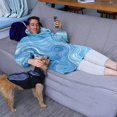 thumbnail image 3 of Blue White Tie Dye Swirl Pattern Wearable Oversized Blanket,Wearable Blanket Hoodie for Adults,Cozy Hooded Blankets with Super Pockets,Super Warm Fuzzy Pullover for Women & Men, 3 of 6