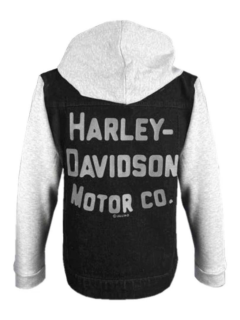 Harley-Davidson Little Boys' B&S Logo Denim Fleece Jacket - Black/Gray (4/5), Harley Davidson - image 2 of 2