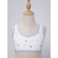thumbnail image 4 of iixpin Girls Sports Bra Kids Cute Print Unpadded Crop Top Cotton Soft Seamless Cami Bralette Undershirts Flower B 7-8, 4 of 7