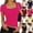 24# Hot Pink, variant on Womens Square Neck Short Sleeve Shirts Slim Fit Cap Sleeve Tops Summer Basic Low Cut Tee Fashion Hot Pink L
