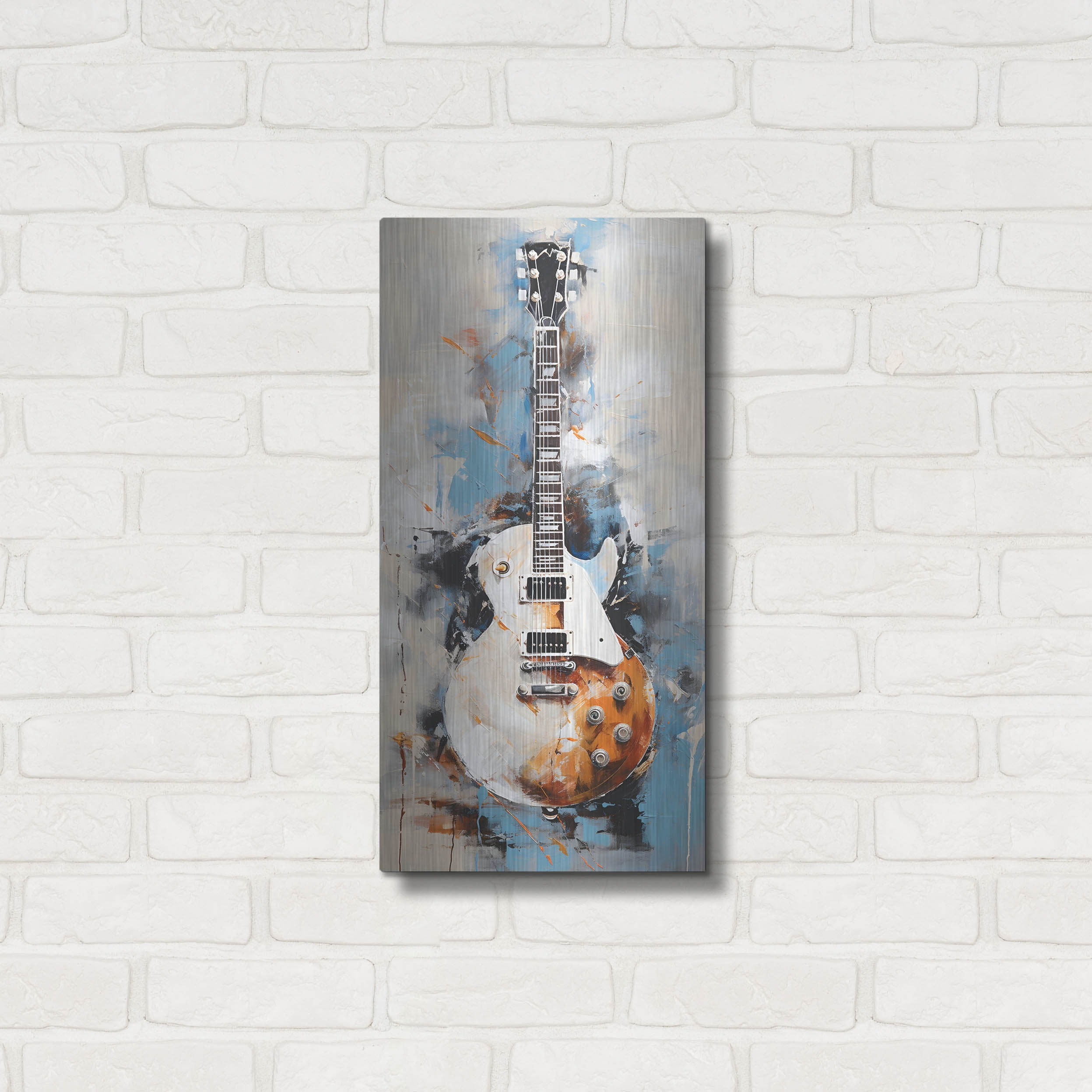 Luxe Metal Art 'Les Paul 8'  by Sean Parnell Metal Wall Art, 12" x 24"