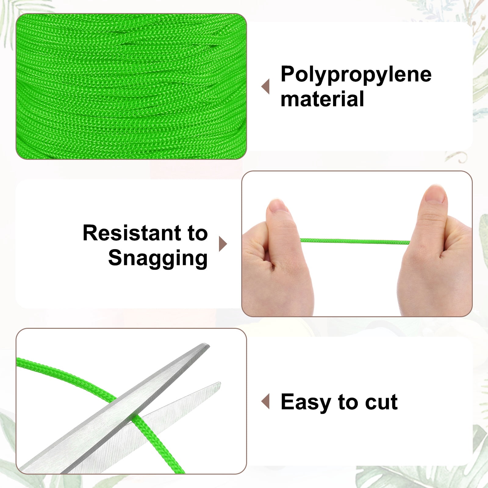 Uxcell 2 Pcs Polyester Macrame Cord, 3mm x 131 Yards Polypropylene Crochet Braided Rope Macrame Yarn for Wall Hangings Bag Craft Knitting, Green