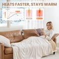 thumbnail image 5 of MARNUR Heated Blanket Extra Large Electric Throw 50"×72", Jacquard Faux Fur & Sherpa Heated Throw Blanket with 10 Heat Levels, 4H Timer, Machine Washable, White, 5 of 10