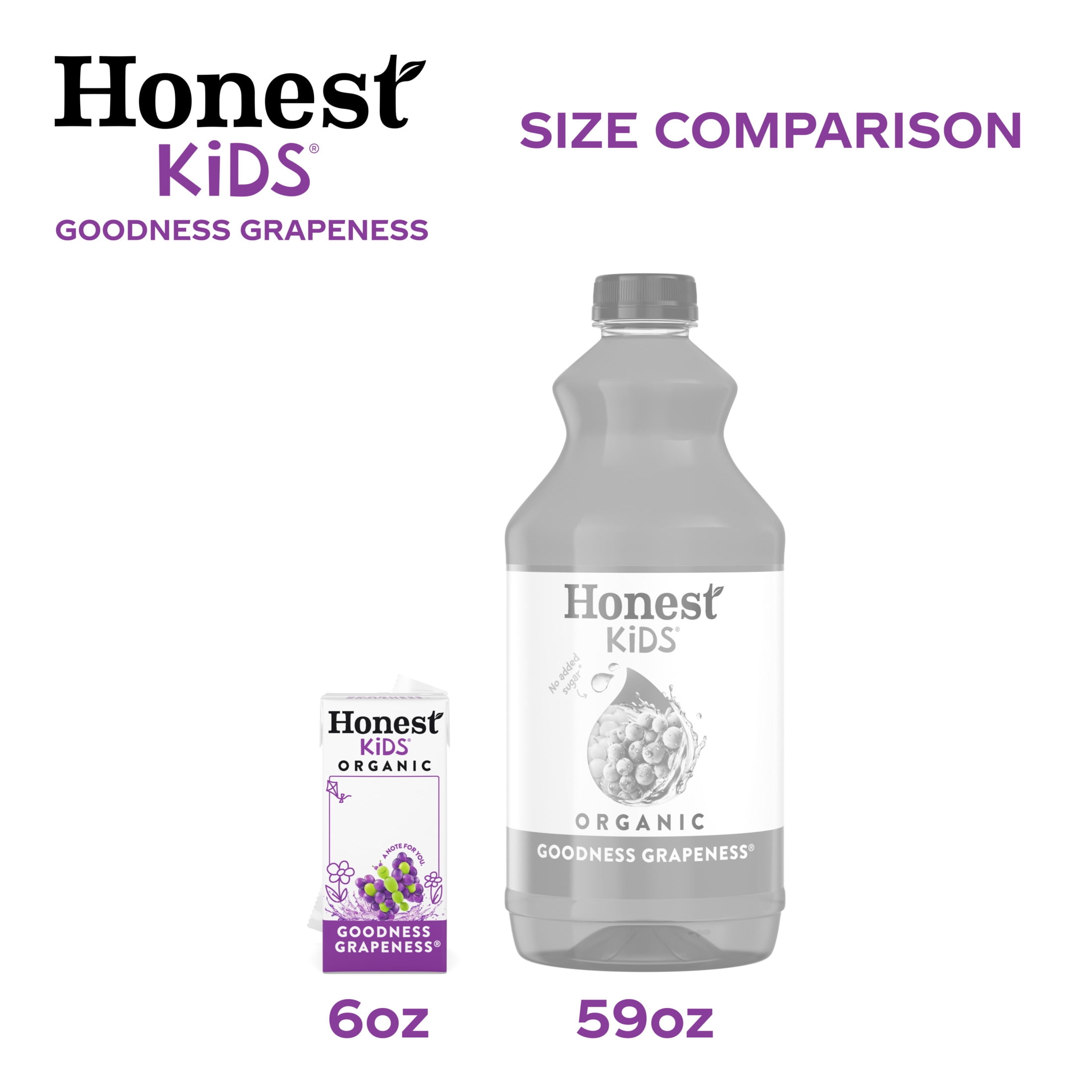 Honest Kids Goodness Grapeness Organic Juice Drink Cartons, 6 fl oz, 8 Pack
