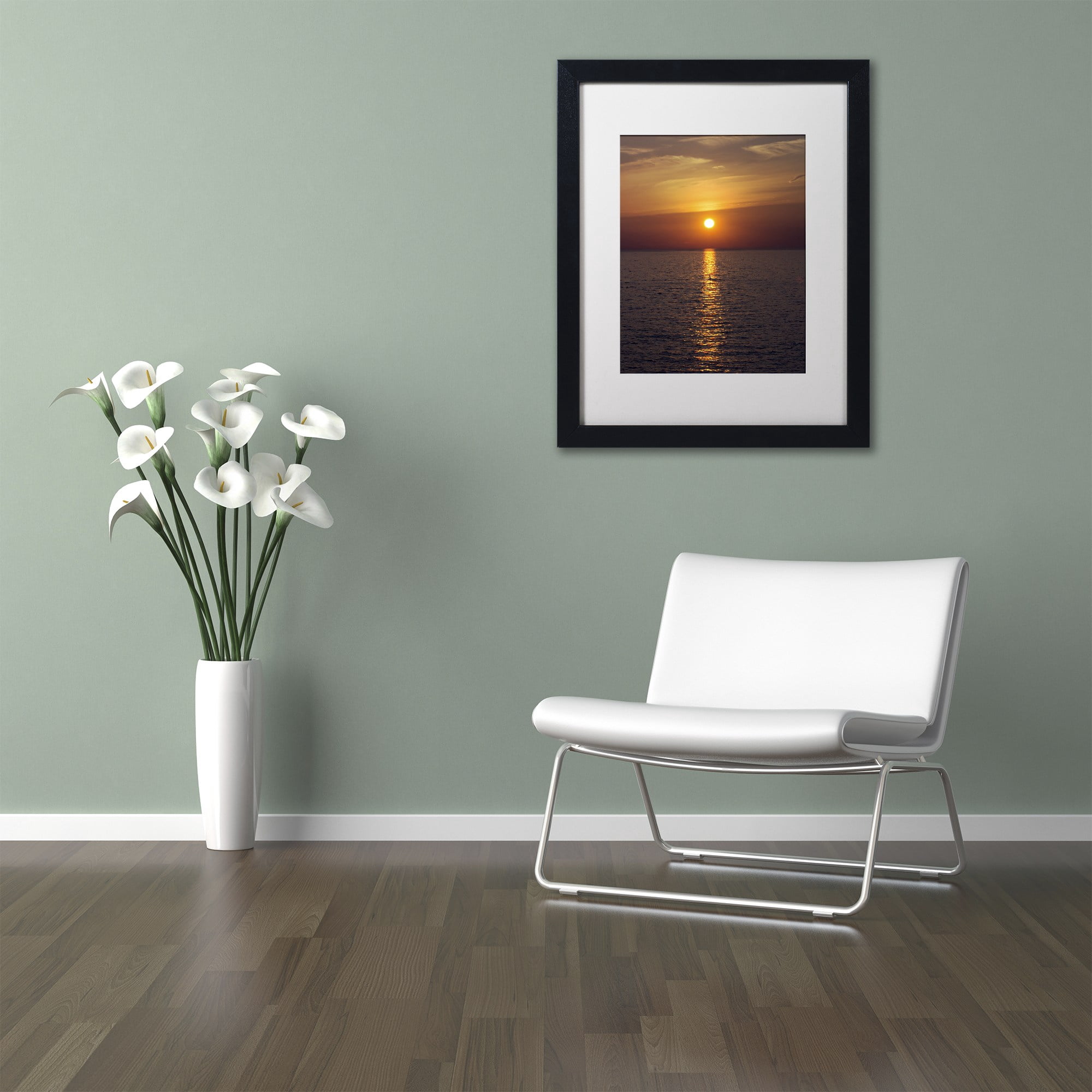 Trademark Fine Art "Sunset Paddleboard" Canvas Art by Kurt Shaffer, White Matte, Black Frame