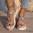 thumbnail image 2 of Rokment Womens Beach Platform Wedges Dress Sandals Bohemian Beads Braided Elastic Ankle Strap Espadrilles Slingback High Heels Bridal Summer Shoes A Size 6, 2 of 6