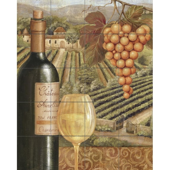 Tile Mural Kitchen Backsplash - French Vineyard III-CB - by Color Bakery