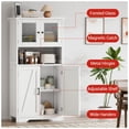 thumbnail image 4 of Blanca freestanding bathroom y sala de estar floor gabinete: bathroom gabinete con glass doors y adjustable estantes, ideal para para kitchen pantry, 4 of 8